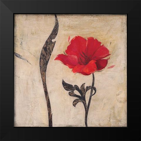 Scarlet Blossom Black Modern Wood Framed Art Print by Stoyanov, Ivo