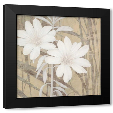 Modern White Blossoms Black Modern Wood Framed Art Print by Stoyanov, Ivo