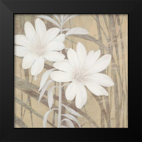 Modern White Blossoms Black Modern Wood Framed Art Print by Stoyanov, Ivo
