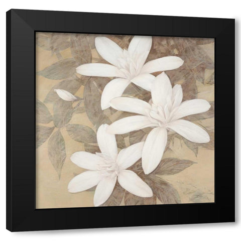 Modern Cream Blossoms Black Modern Wood Framed Art Print by Stoyanov, Ivo