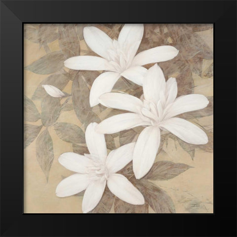 Modern Cream Blossoms Black Modern Wood Framed Art Print by Stoyanov, Ivo