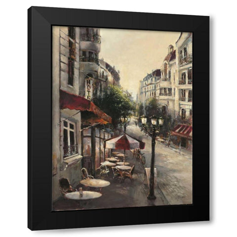 Promenade Cafe Black Modern Wood Framed Art Print by Heighton, Brent