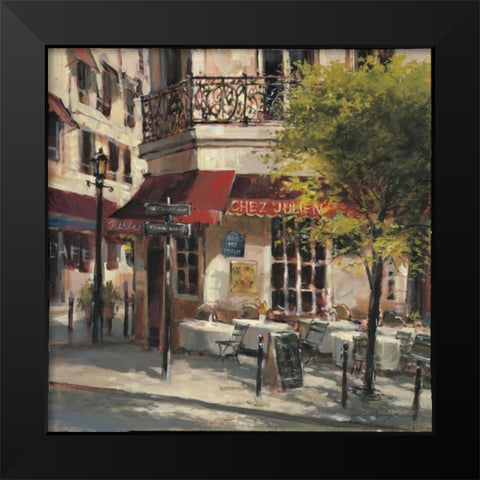 Corner Cafe Black Modern Wood Framed Art Print by Heighton, Brent