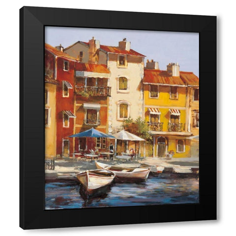 Mediterranean Waterfront II Black Modern Wood Framed Art Print with Double Matting by Heighton, Brent