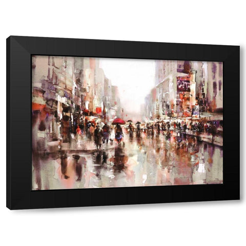 City Rain 2 Black Modern Wood Framed Art Print with Double Matting by Heighton, Brent