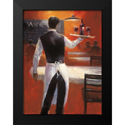 Wine Bar Black Modern Wood Framed Art Print by Heighton, Brent