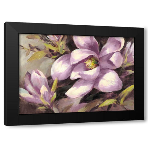 Plum Magnolia Whisper Black Modern Wood Framed Art Print by Heighton, Brent