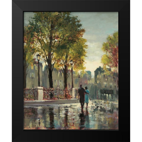 Boulevard Walk Black Modern Wood Framed Art Print by Heighton, Brent