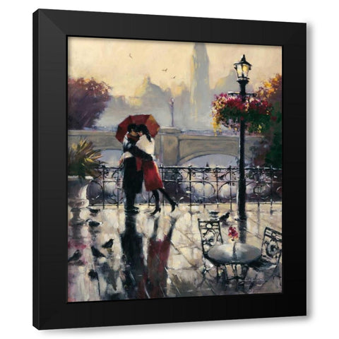 Romantic Embrace Black Modern Wood Framed Art Print with Double Matting by Heighton, Brent