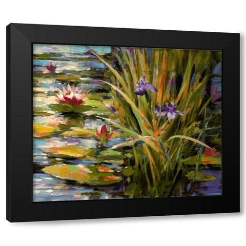 Pond Iris Black Modern Wood Framed Art Print with Double Matting by Heighton, Brent