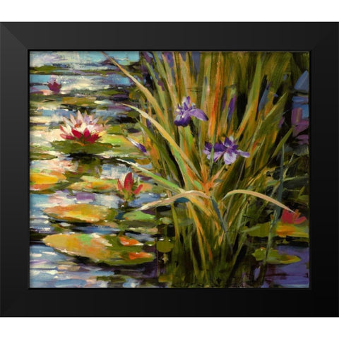 Pond Iris Black Modern Wood Framed Art Print by Heighton, Brent