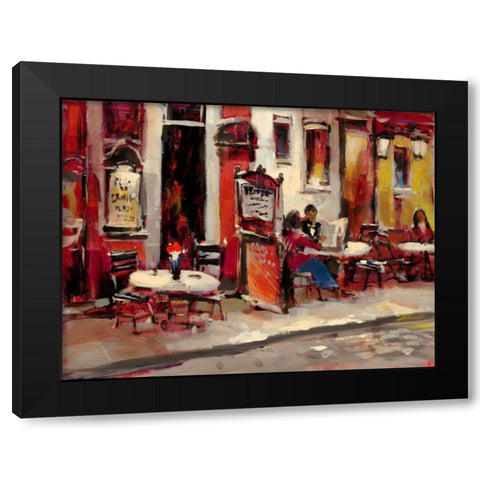 Sidewalk Cafe Black Modern Wood Framed Art Print with Double Matting by Heighton, Brent