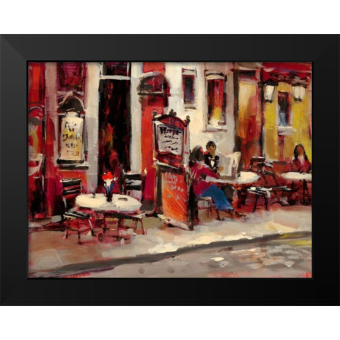 Sidewalk Cafe Black Modern Wood Framed Art Print by Heighton, Brent