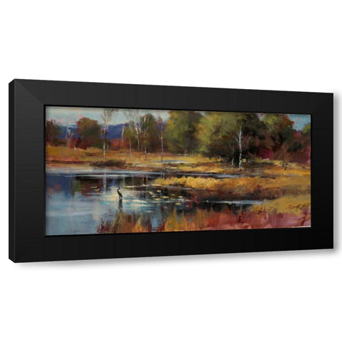Magestic Heron Black Modern Wood Framed Art Print with Double Matting by Heighton, Brent