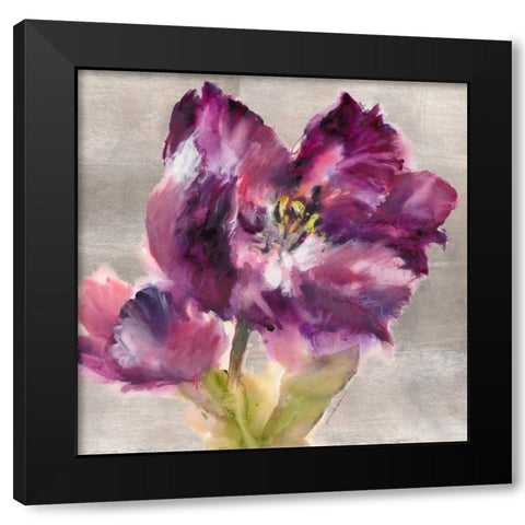 Purple Flourish Black Modern Wood Framed Art Print by Heighton, Brent