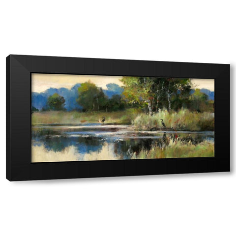Heron Landscape Panel Black Modern Wood Framed Art Print with Double Matting by Heighton, Brent