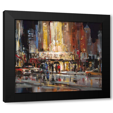 Street Scene Abstract Black Modern Wood Framed Art Print with Double Matting by Heighton, Brent