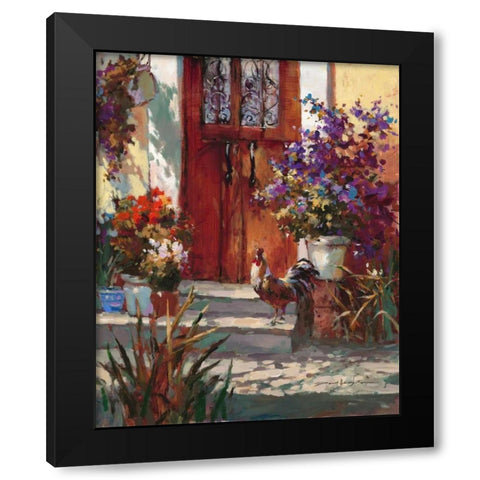 Cottage Rooster Black Modern Wood Framed Art Print with Double Matting by Heighton, Brent