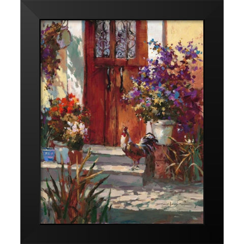 Cottage Rooster Black Modern Wood Framed Art Print by Heighton, Brent