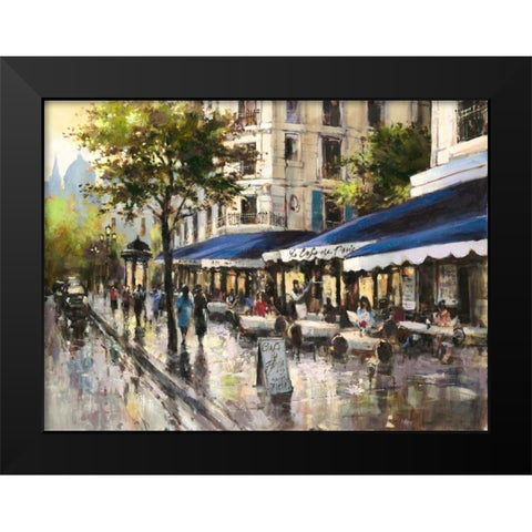 Avenue Des Champs-Elysees Blue Black Modern Wood Framed Art Print by Heighton, Brent