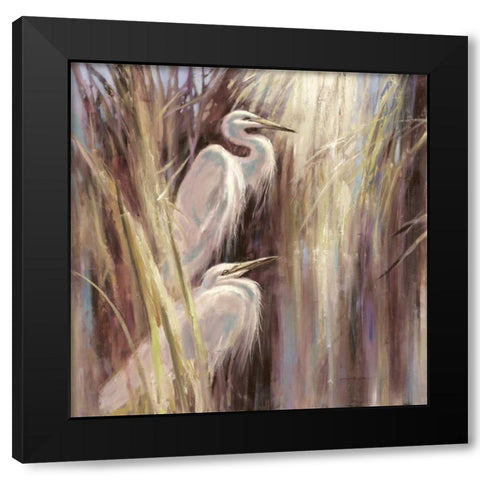 Seaside Egrets Black Modern Wood Framed Art Print with Double Matting by Heighton, Brent