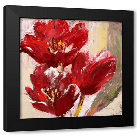 Passionate Red Tulip Black Modern Wood Framed Art Print by Heighton, Brent