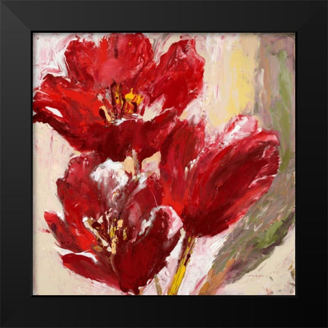 Passionate Red Tulip Black Modern Wood Framed Art Print by Heighton, Brent