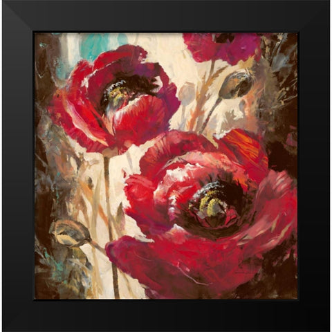 Dramatic Poppy Black Modern Wood Framed Art Print by Heighton, Brent