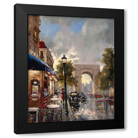 Arc De Triomphe Avenue Black Modern Wood Framed Art Print by Heighton, Brent