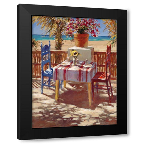 Seaside Cafe Black Modern Wood Framed Art Print by Heighton, Brent