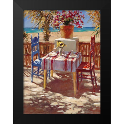 Seaside Cafe Black Modern Wood Framed Art Print by Heighton, Brent