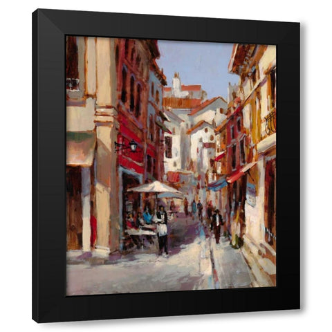 Afternoon In The Cafe Black Modern Wood Framed Art Print with Double Matting by Heighton, Brent