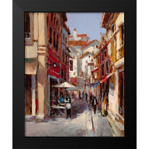 Afternoon In The Cafe Black Modern Wood Framed Art Print by Heighton, Brent