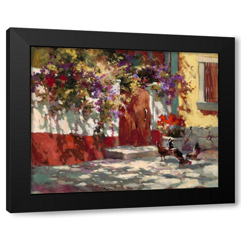 Country Courtyard Black Modern Wood Framed Art Print with Double Matting by Heighton, Brent