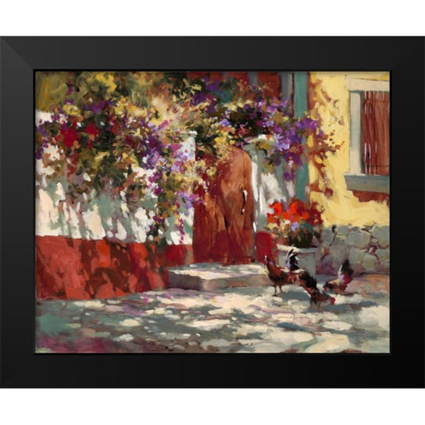 Country Courtyard Black Modern Wood Framed Art Print by Heighton, Brent