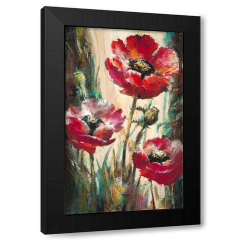 Impulsive Poppies Black Modern Wood Framed Art Print with Double Matting by Heighton, Brent