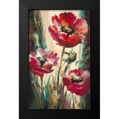 Impulsive Poppies Black Modern Wood Framed Art Print by Heighton, Brent