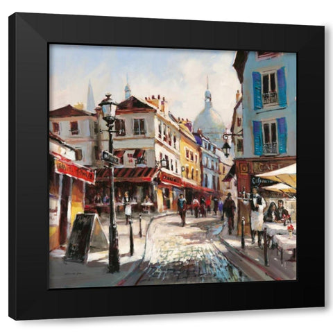 Cafe Stroll Black Modern Wood Framed Art Print with Double Matting by Heighton, Brent