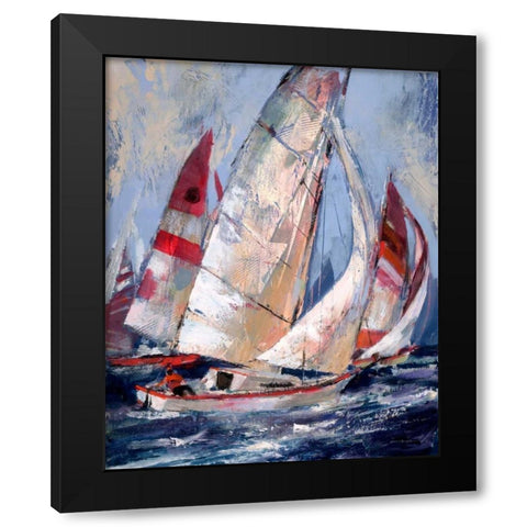 Open Sails I Black Modern Wood Framed Art Print with Double Matting by Heighton, Brent