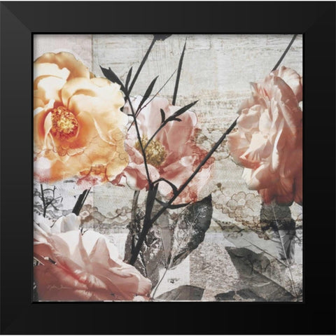 Days of Roses Black Modern Wood Framed Art Print by Theodosiou, Matina