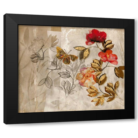 Poetry In The Garden 1 Black Modern Wood Framed Art Print with Double Matting by Theodosiou, Matina