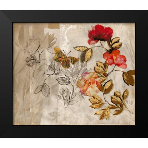 Poetry In The Garden 1 Black Modern Wood Framed Art Print by Theodosiou, Matina