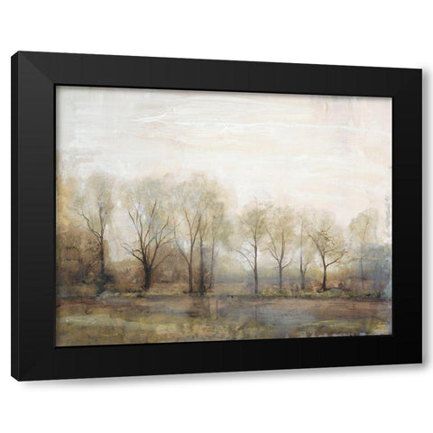 Dreams and Trees Landscape Black Modern Wood Framed Art Print by Theodosiou, Matina