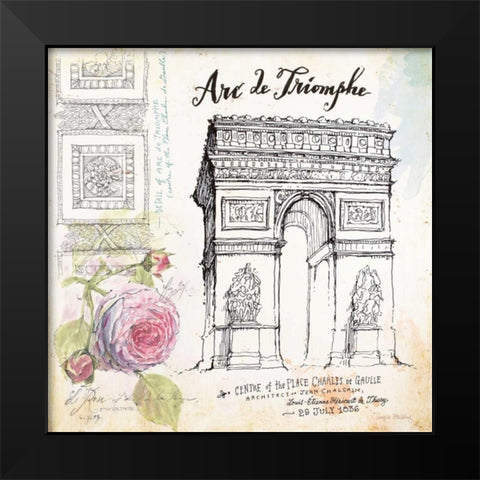 France Sketchbook Black Modern Wood Framed Art Print by Staehling, Angela