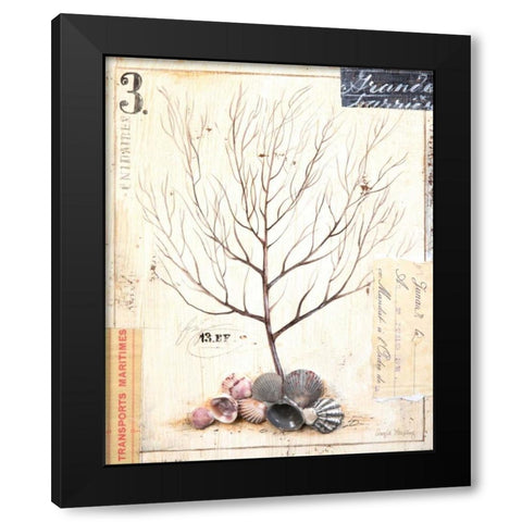 Coral Sketchbook Black Modern Wood Framed Art Print with Double Matting by Staehling, Angela