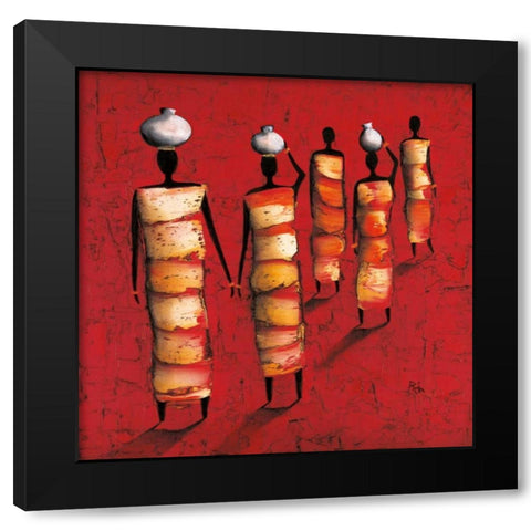 To The Market Black Modern Wood Framed Art Print with Double Matting by Rauscher, Michel