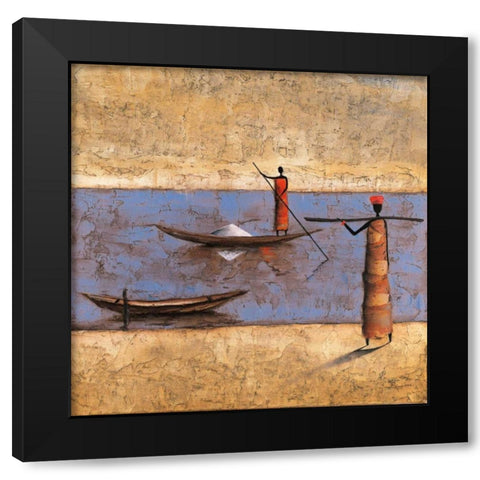 River Voyage Black Modern Wood Framed Art Print by Rauscher, Michel