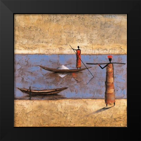 River Voyage Black Modern Wood Framed Art Print by Rauscher, Michel