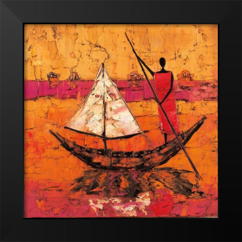 To The Shore Black Modern Wood Framed Art Print by Rauscher, Michel