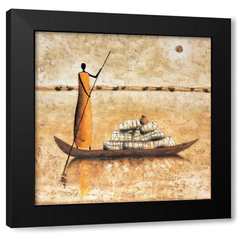 Amber Daybreak Black Modern Wood Framed Art Print with Double Matting by Rauscher, Michel